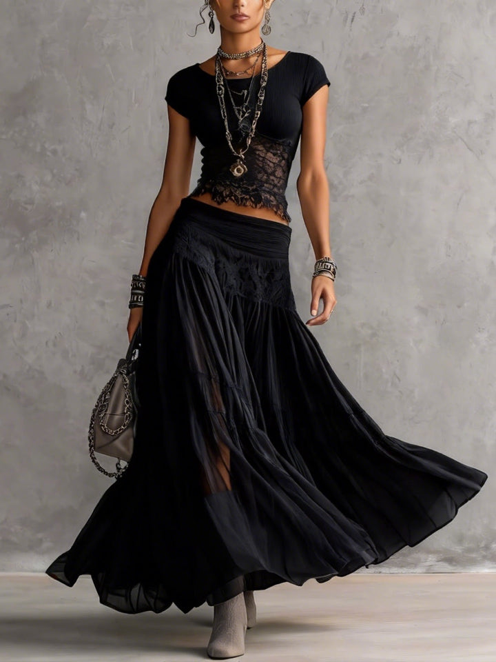 Ravenna | Nero Pizzo Gonna Completo