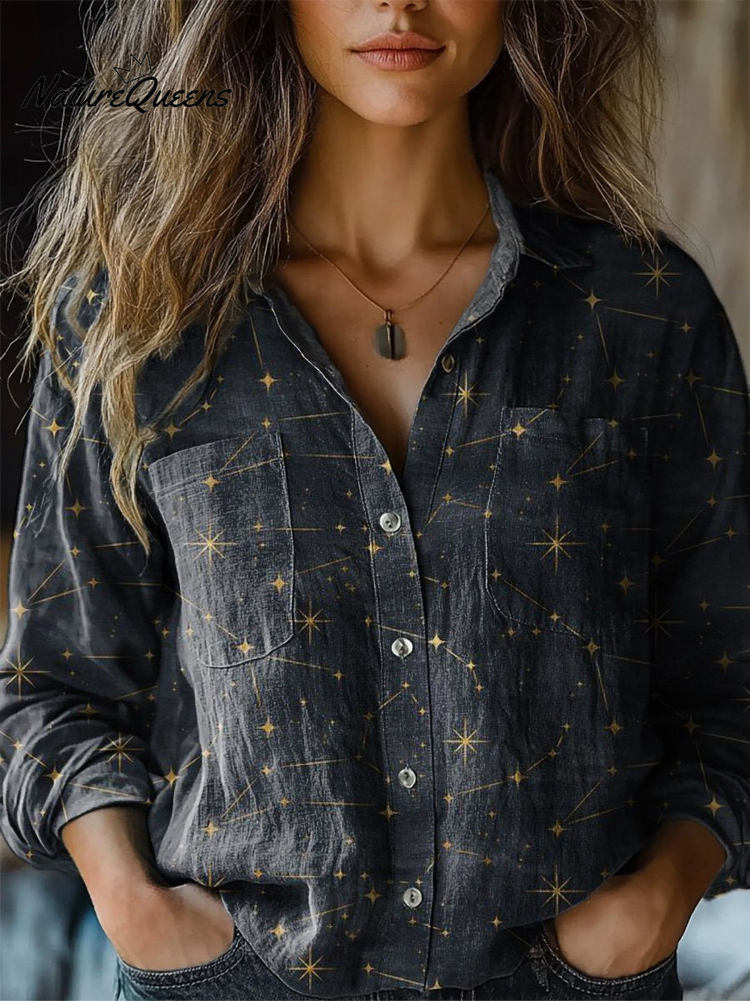 Grasmere | Night Sky Stampa Manica Lunga Top