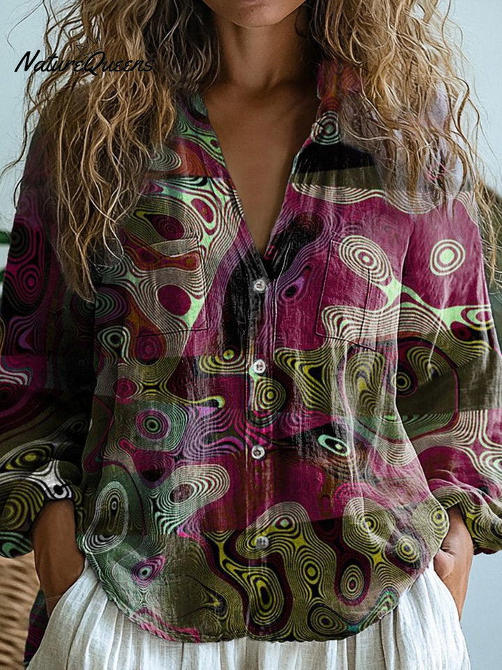 Queensbury | Abstract Stampa Manica Lunga Camicia