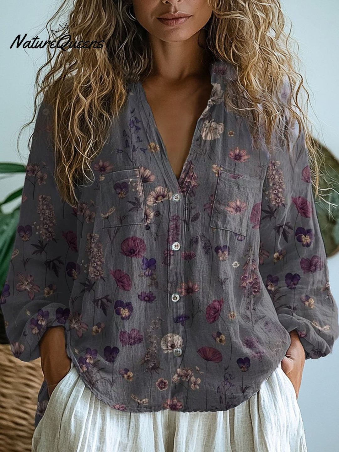 Juniper Fell | Boho Floreale Cotone Manica Lunga Camicia