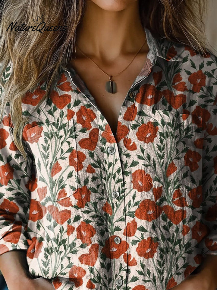 Oxenholme | Poppy Stampa Manica Lunga Camicetta