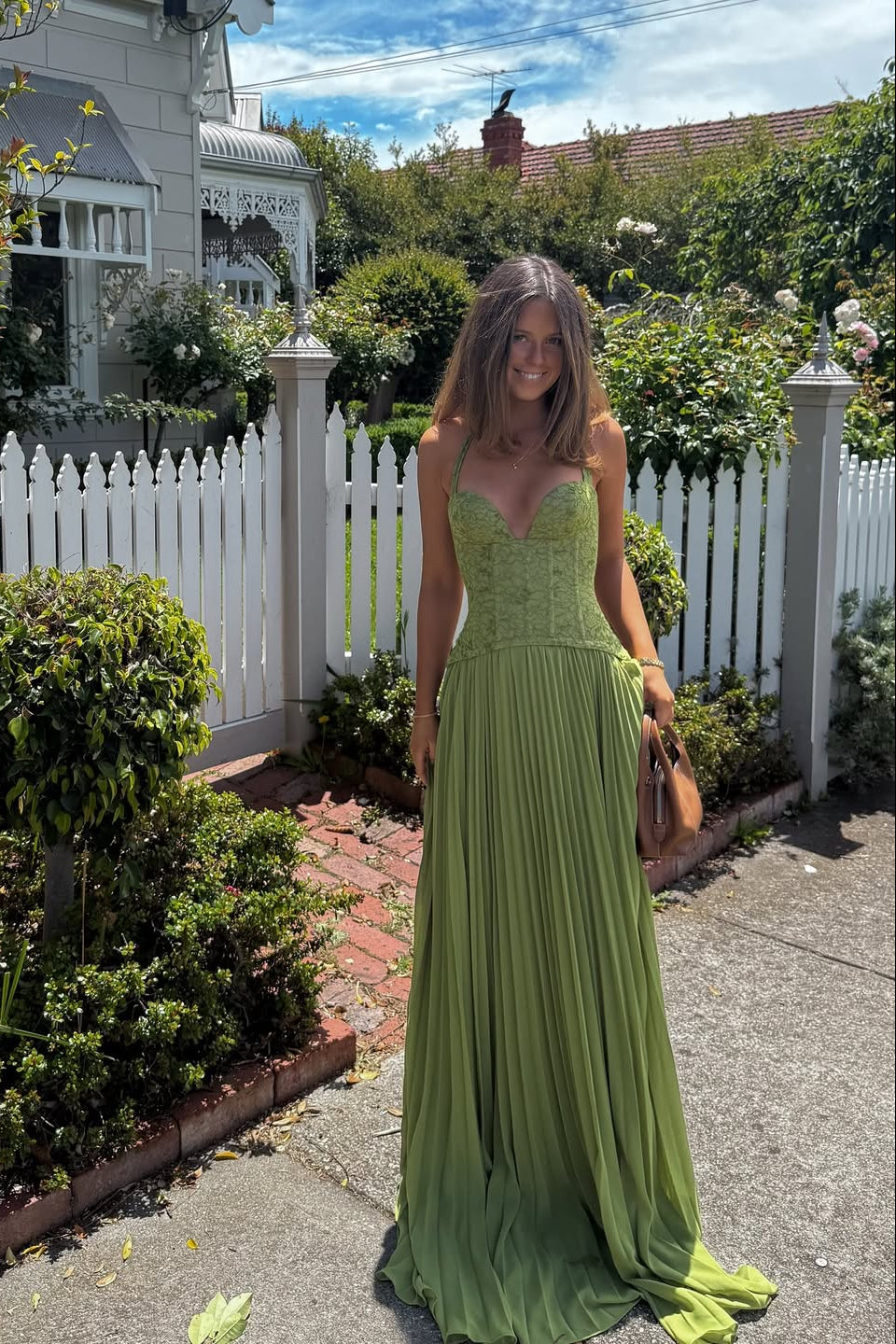 Kenley | Abito Maxi in Pizzo con Corsetto e Collo Halter