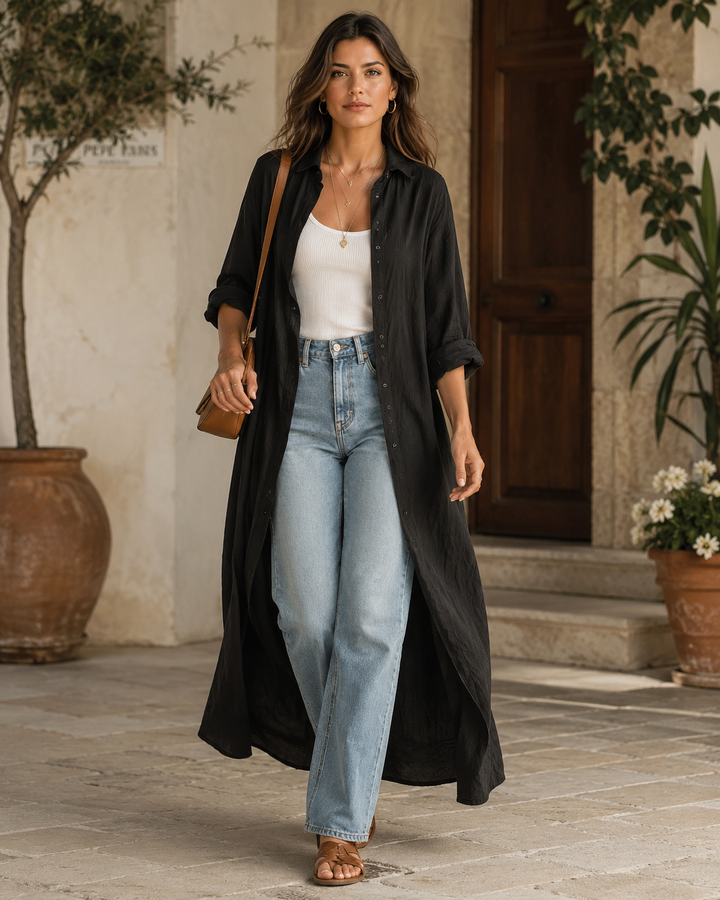 Wren | Nero Button-Front Maxi Abito