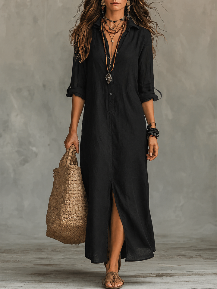 Wren | Nero Button-Front Maxi Abito