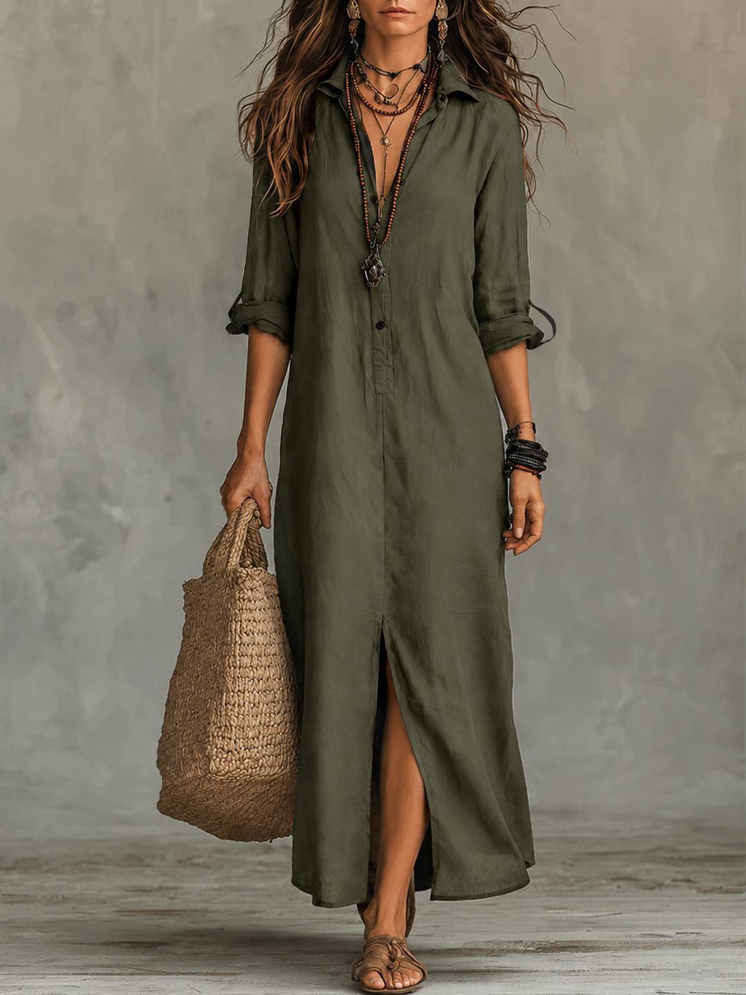 Wren | Nero Button-Front Maxi Abito