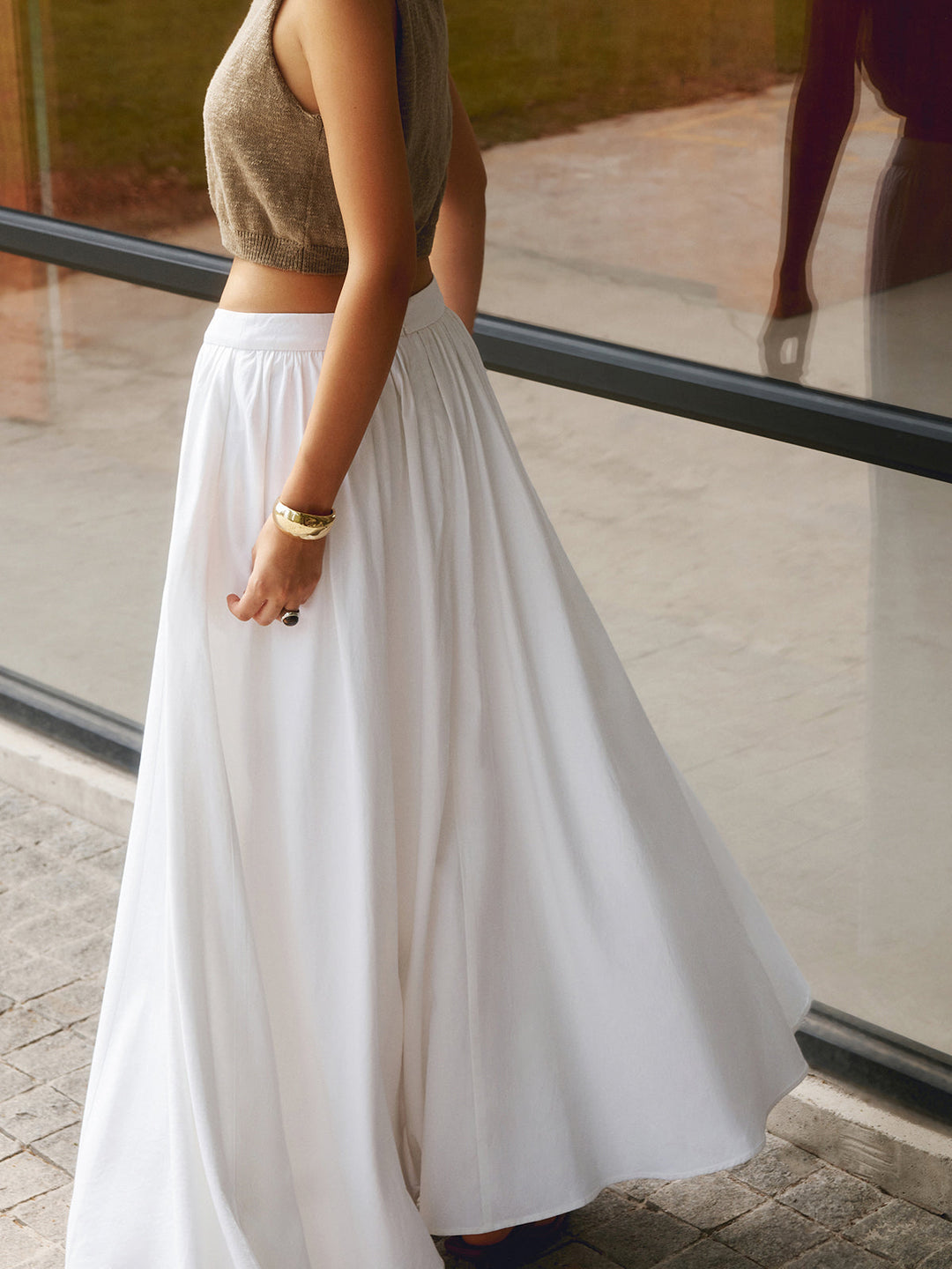 Edwina | Elegante High Waist Pleated Maxi Gonna