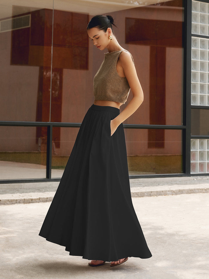 Edwina | Elegante High Waist Pleated Maxi Gonna