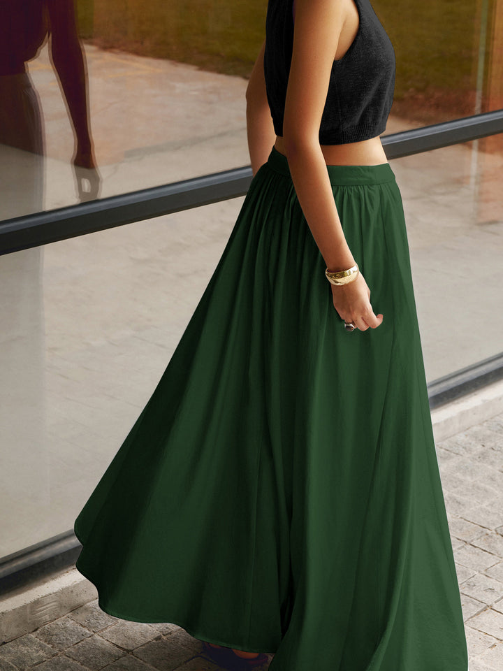Edwina | Elegante High Waist Pleated Maxi Gonna