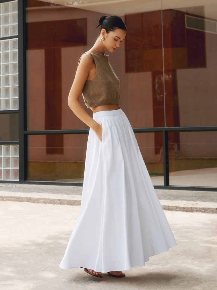 Edwina | Elegante High Waist Pleated Maxi Gonna
