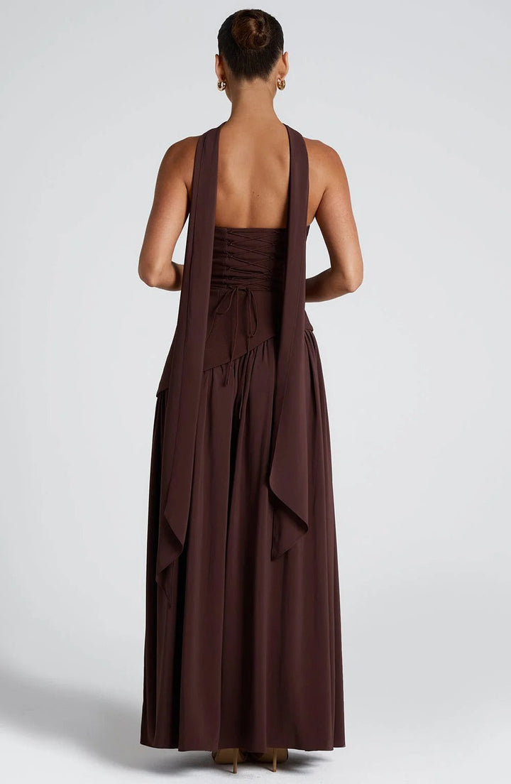 Lucinda | Abito Maxi Fluido Senza Spalline con Spacco Alto