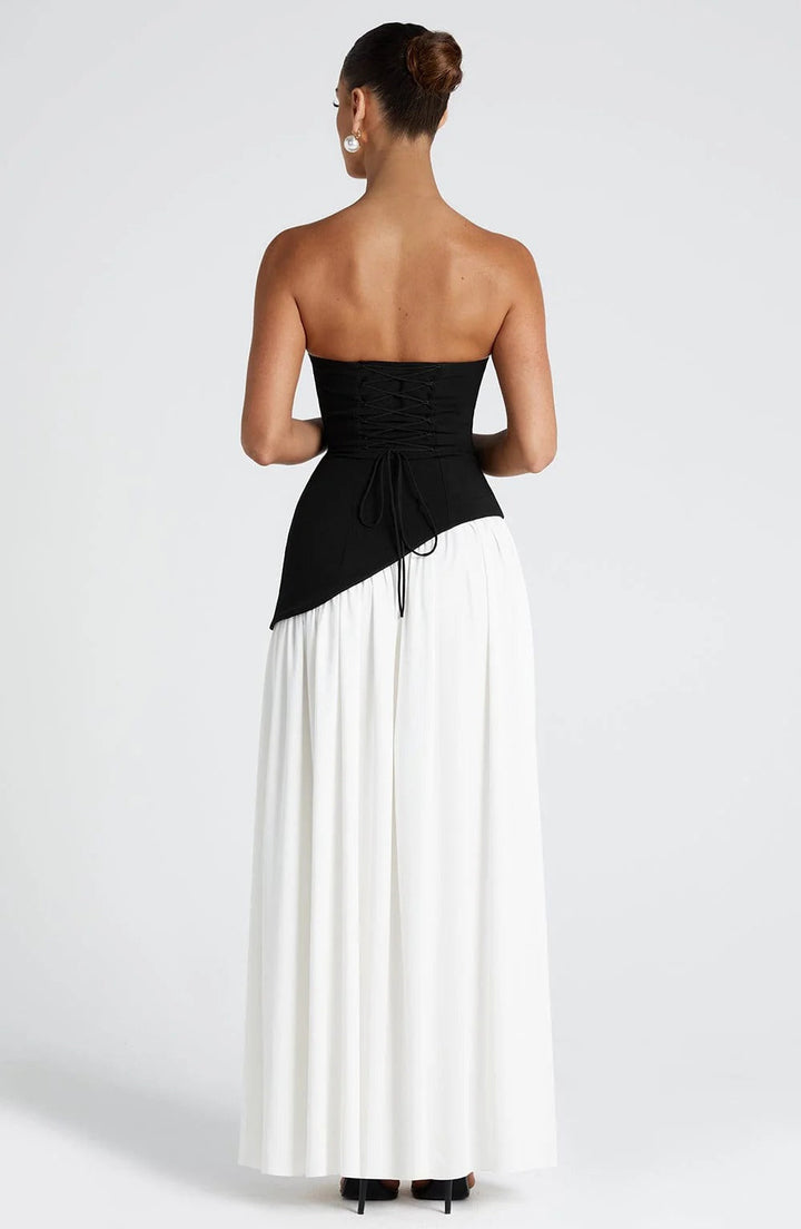 Lucinda | Abito Maxi Fluido Senza Spalline con Spacco Alto