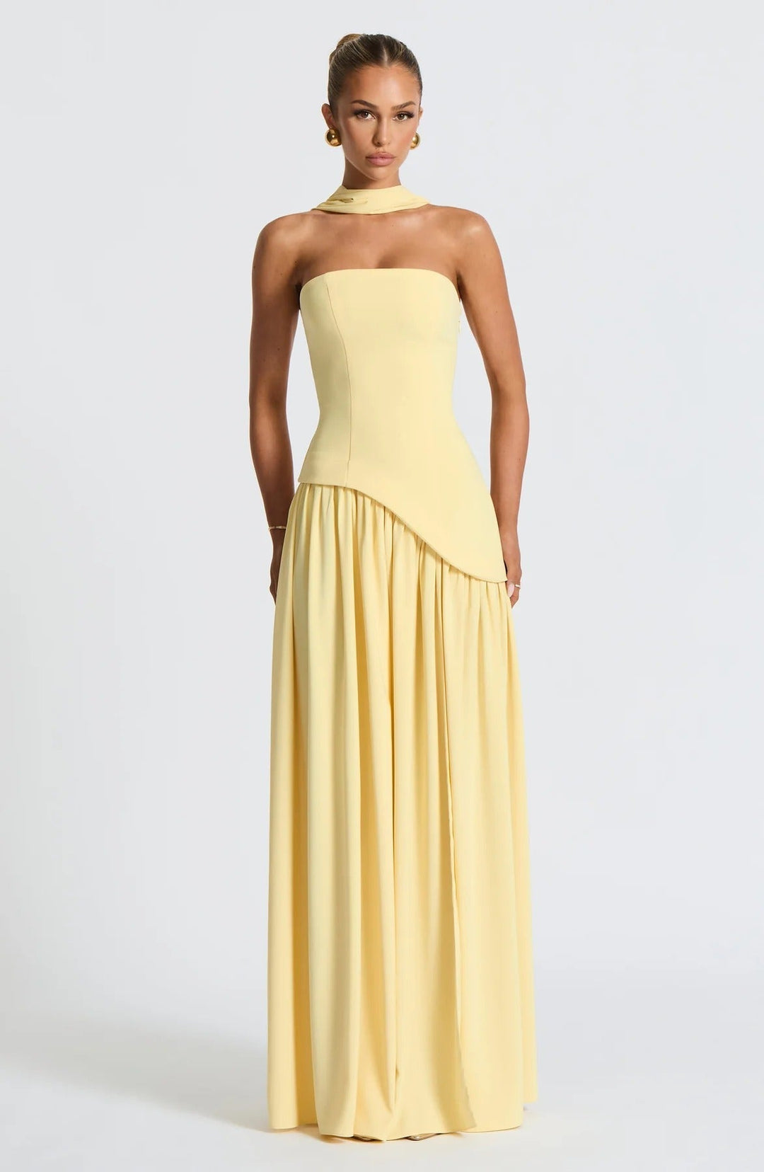 Lucinda | Abito Maxi Fluido Senza Spalline con Spacco Alto