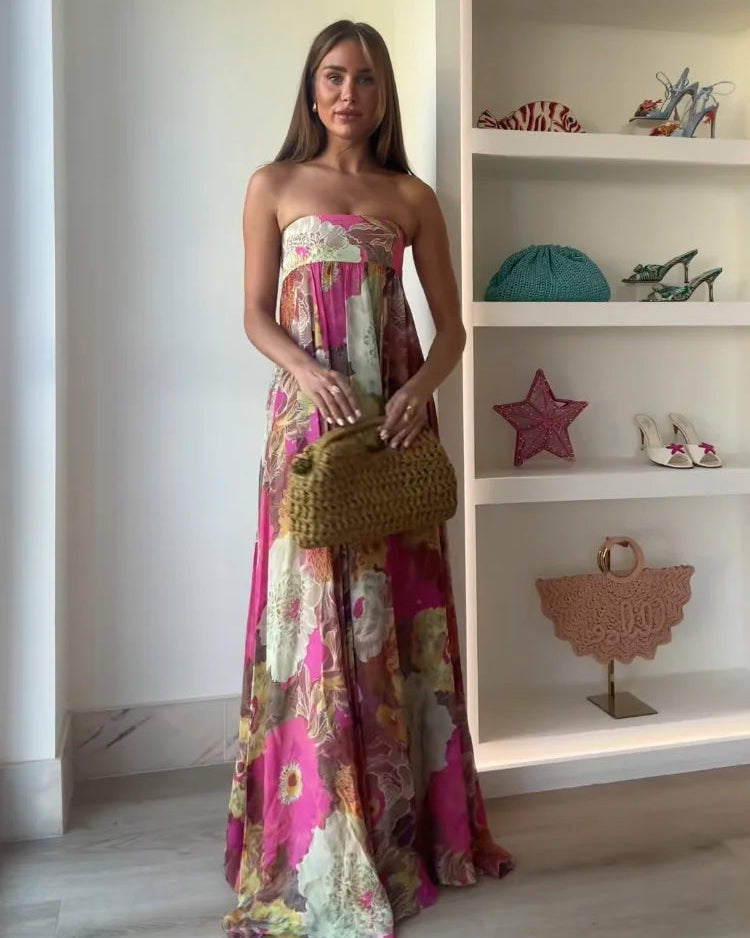 Maelynn | Abito Maxi Floreale Senza Spalline