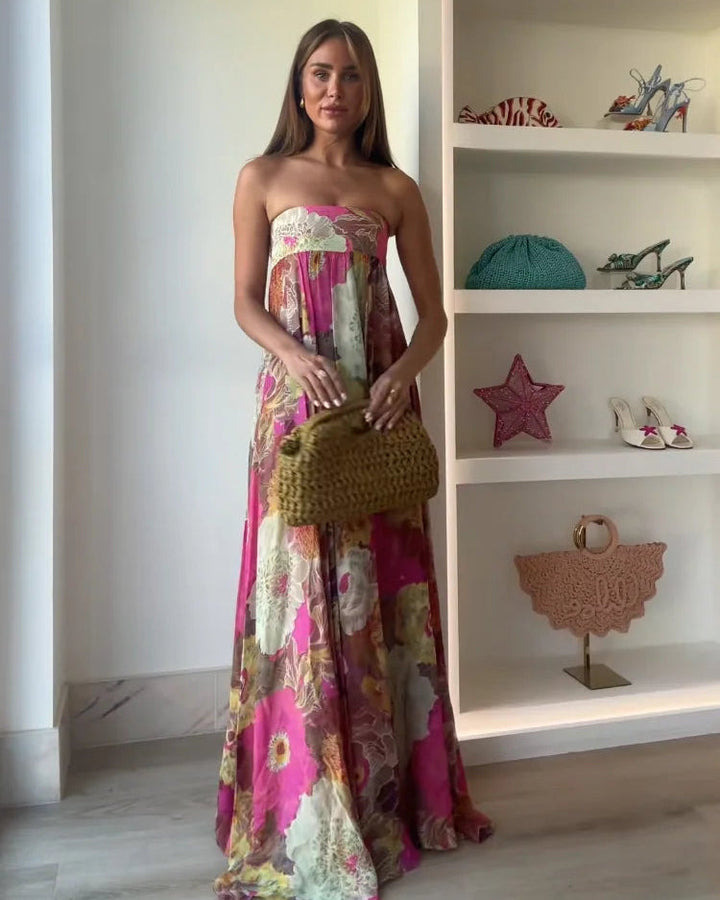 Maelynn | Abito Maxi Floreale Senza Spalline