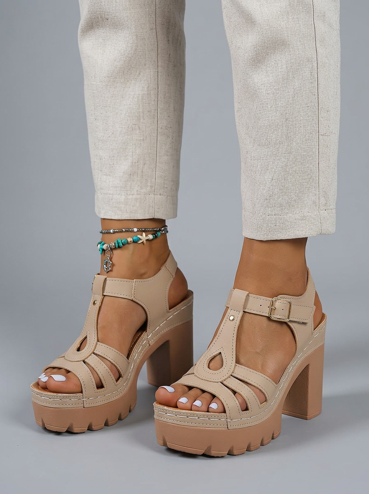 Tayla | Elegante Platform Block Tacco Wedge Sandali