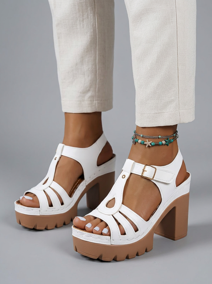 Tayla | Elegante Platform Block Tacco Wedge Sandali