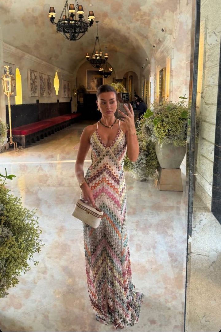 Marie | Abito Maxi all'Uncinetto Scollo a V