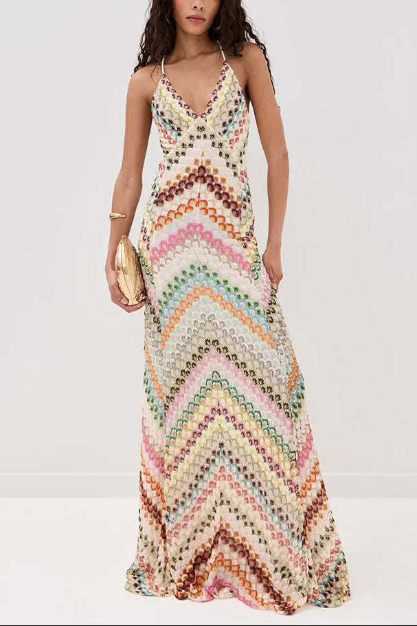 Marie | Abito Maxi all'Uncinetto Scollo a V