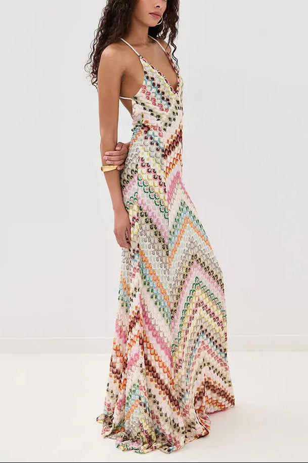 Marie | Abito Maxi all'Uncinetto Scollo a V