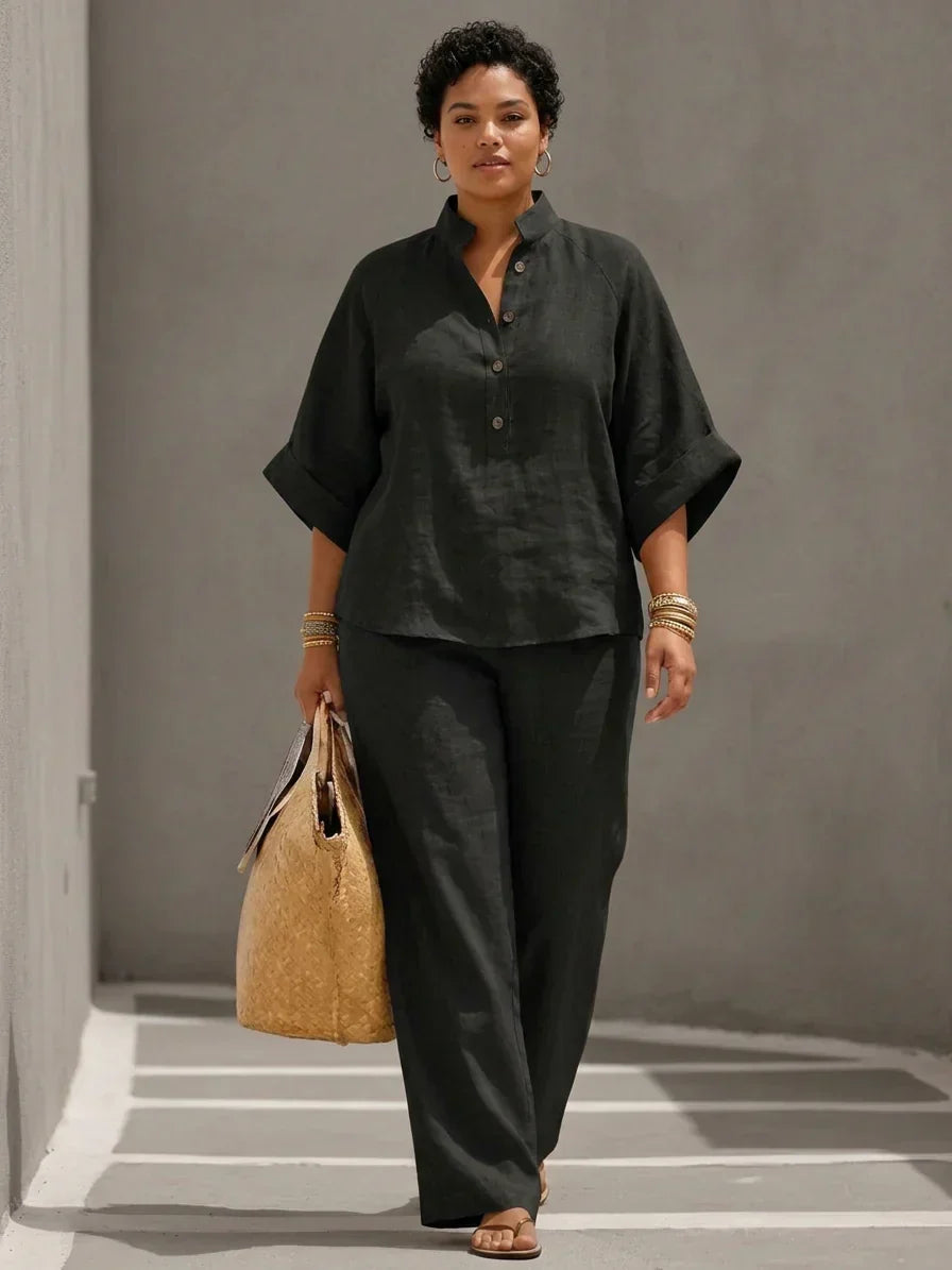 Maribel | Lino Completo with Batwing Sleeves