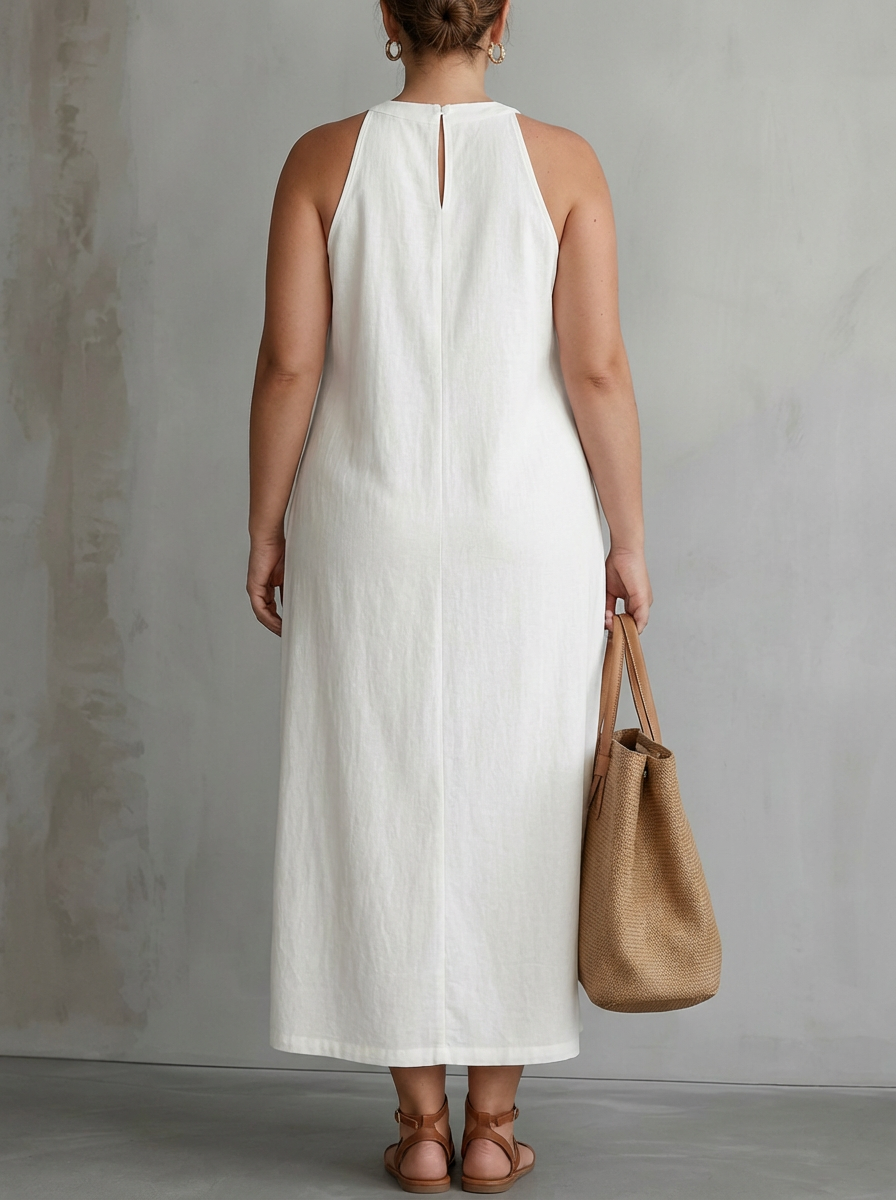 Celine | Abito Midi Senza Maniche con Dettaglio in Pizzo