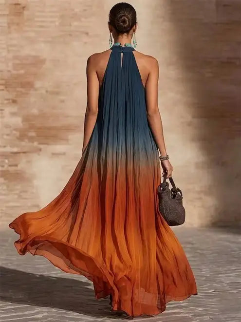 Paola | Abito Lungo Ombre Collo Halter/V