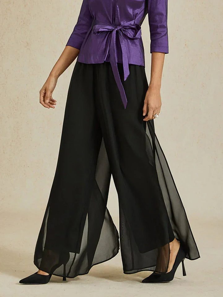 Solenne | Chiffon Split Leg Pantaloni