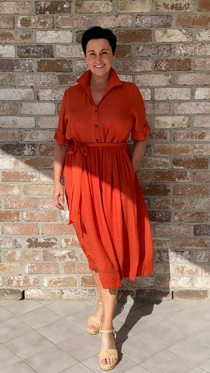 Olive | Abito Midi Color Ruggine