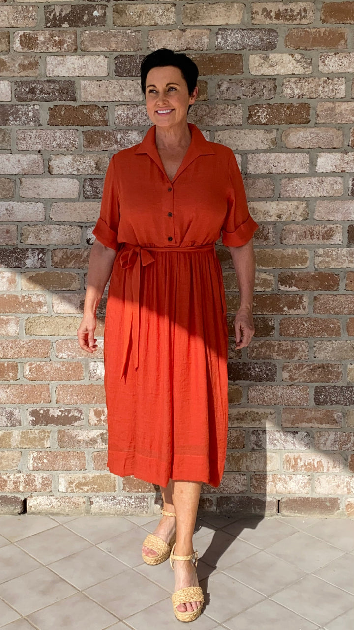 Olive | Abito Midi Color Ruggine