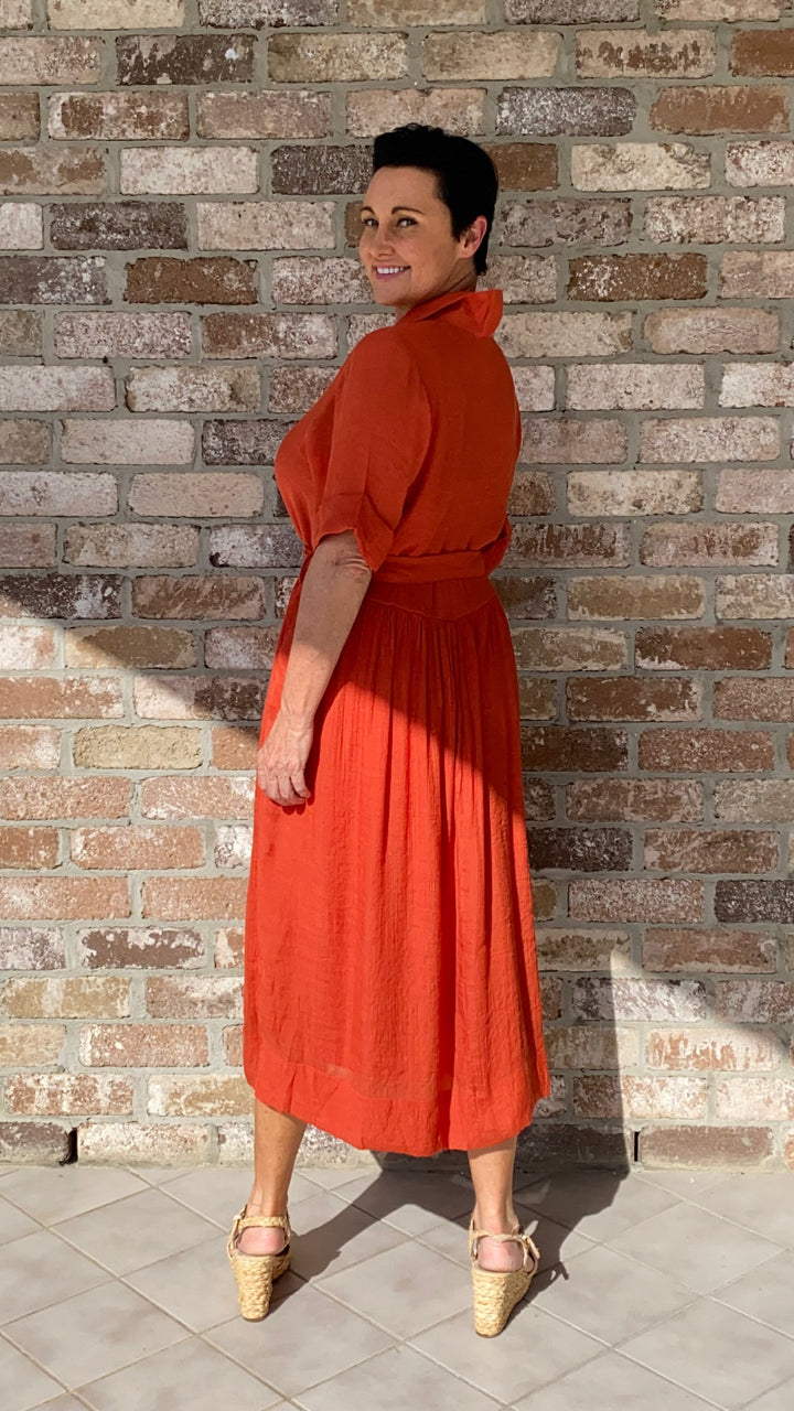 Olive | Abito Midi Color Ruggine