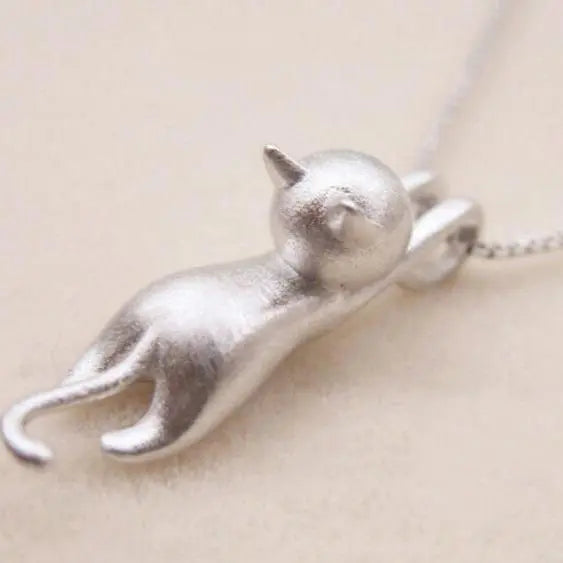 Collana Divertente con Gattino in Argento 925