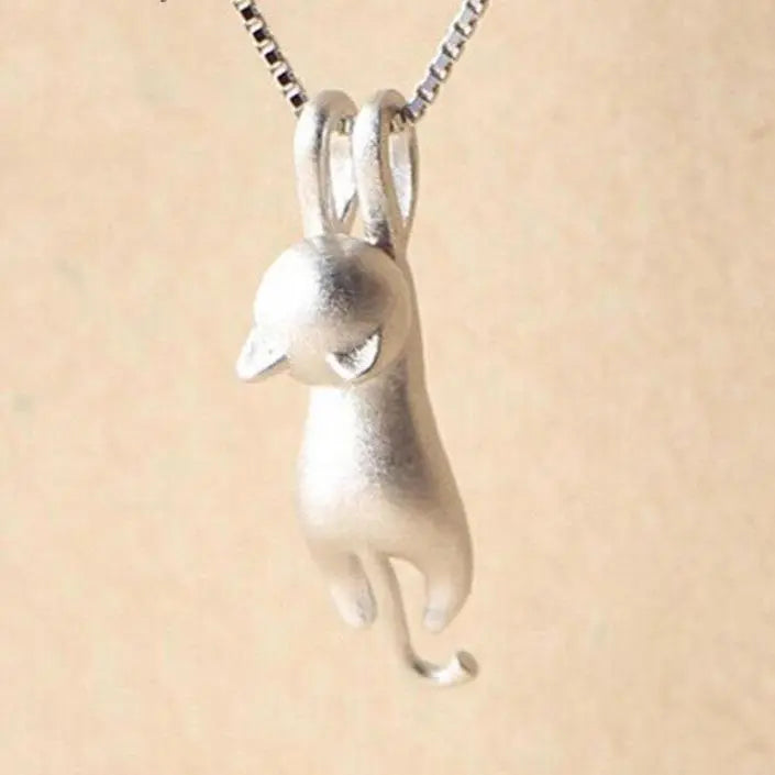 Collana Divertente con Gattino in Argento 925