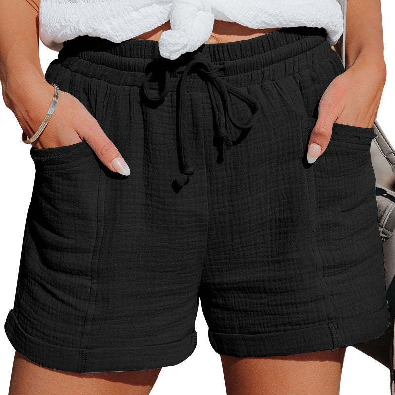 Kerry | Crinkle Cotone Estate Shorts with Drawstring