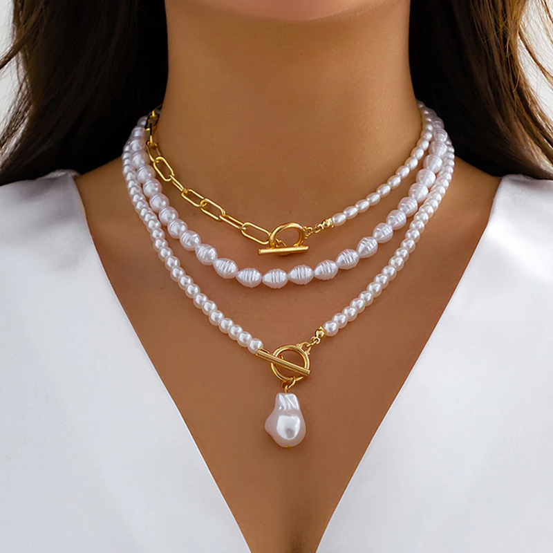 Zinn | Vintage Pearl Collana in Multi-Layer Design