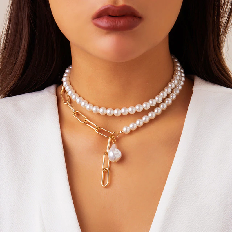 Zinn | Vintage Pearl Collana in Multi-Layer Design