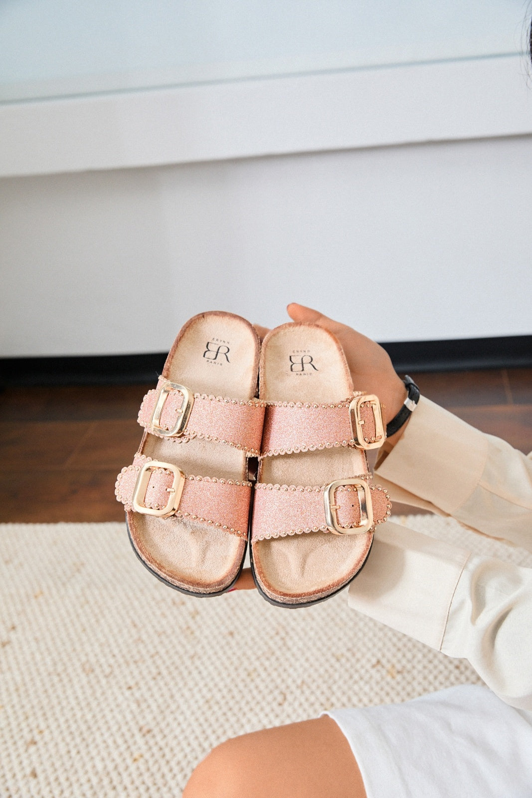 Zinaida | Rosa Champagne Wedge Sandalo