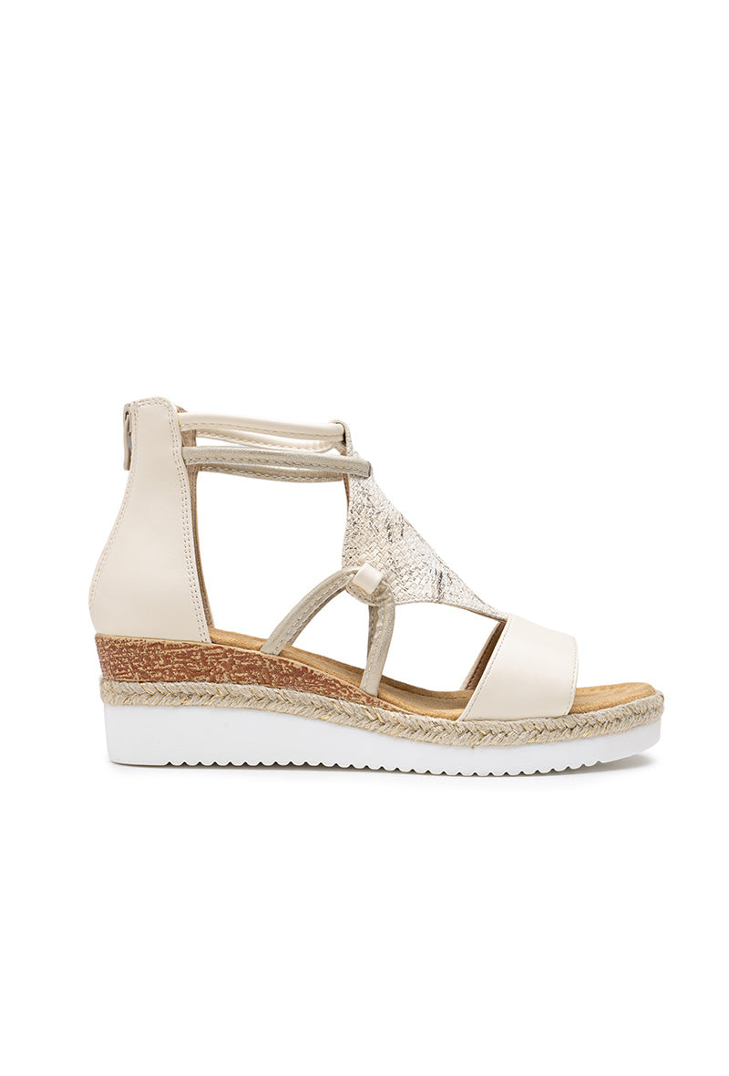 Faline | Beige Wedge Sandalo