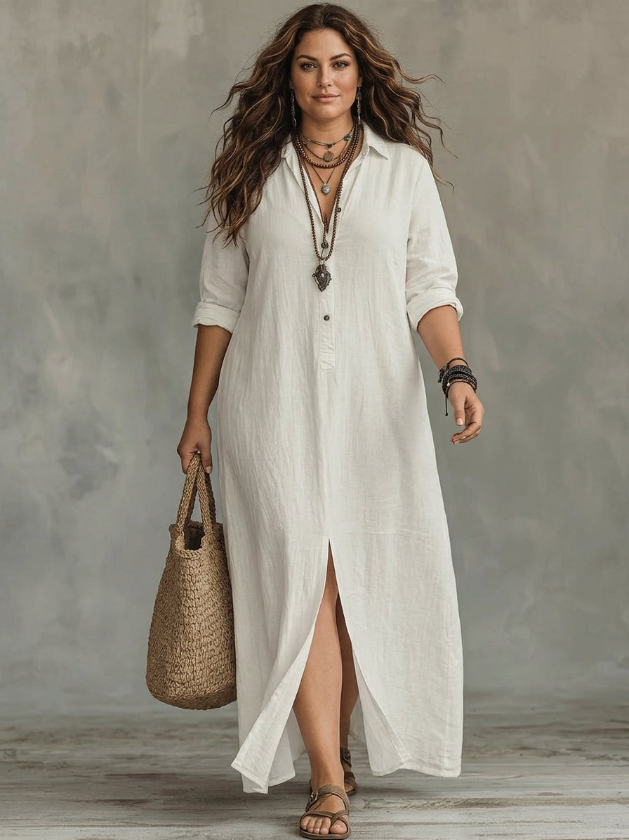 Soline | Maxi Aderente Abito with Buttons