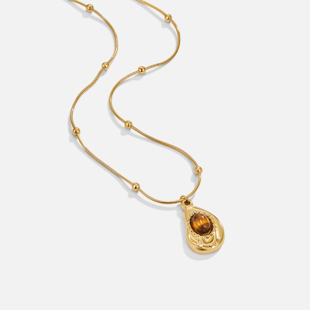 Collana Elegante in Oro con Pierre Œil di Tigre
