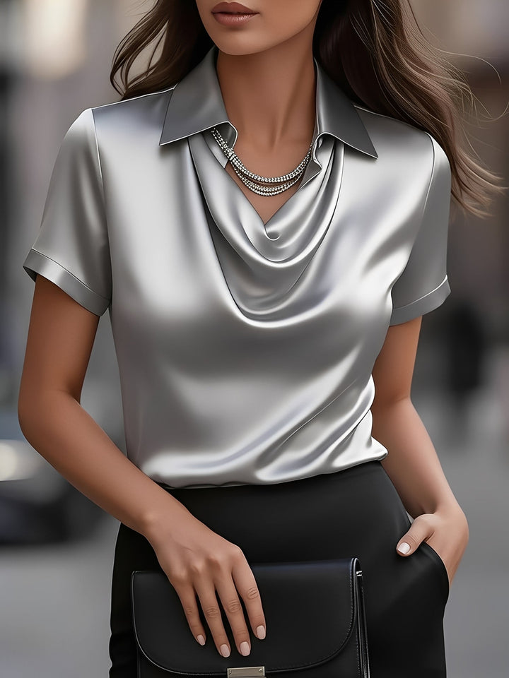 Lulu | Draped Collar Raso Camicetta