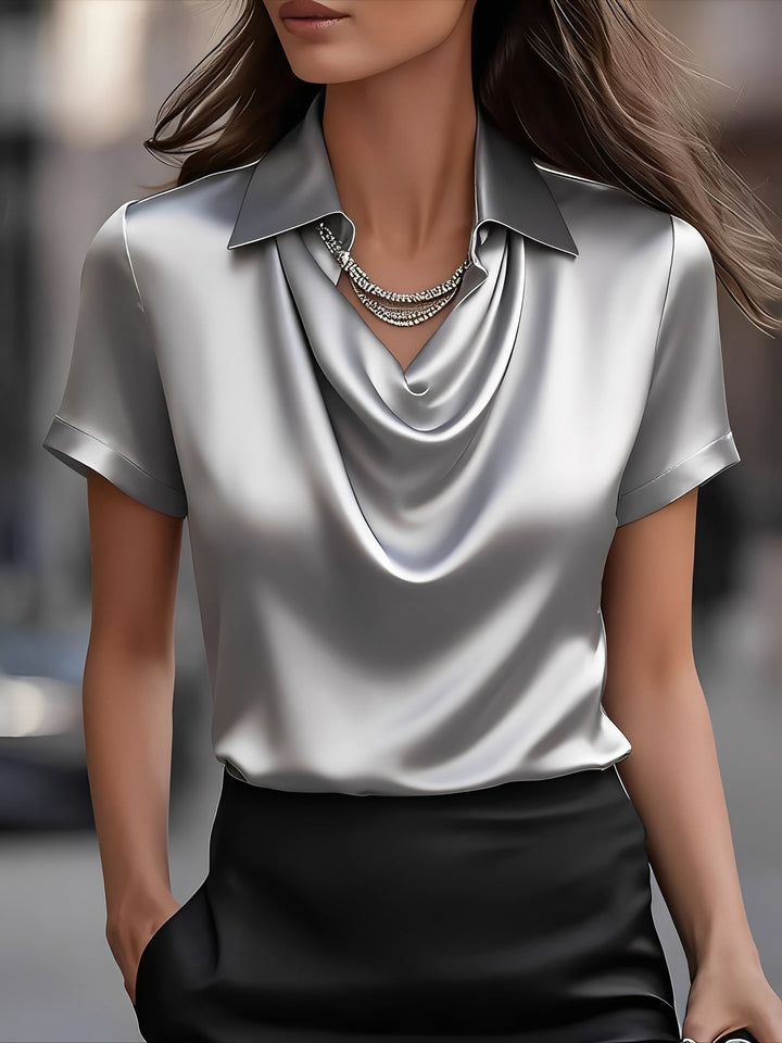 Lulu | Draped Collar Raso Camicetta