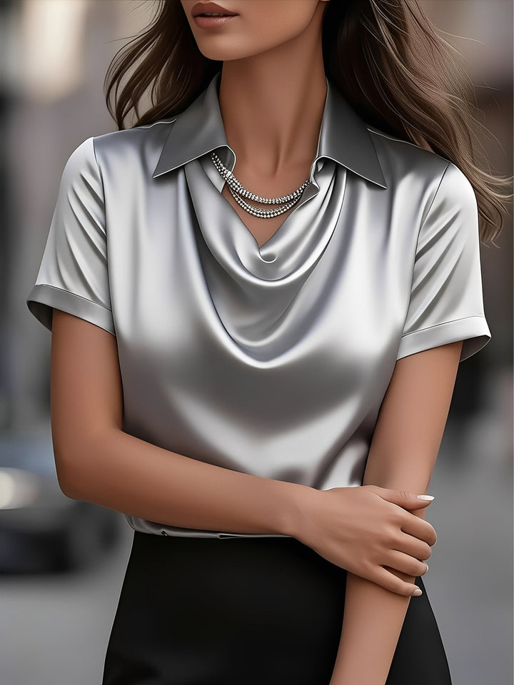 Lulu | Draped Collar Raso Camicetta