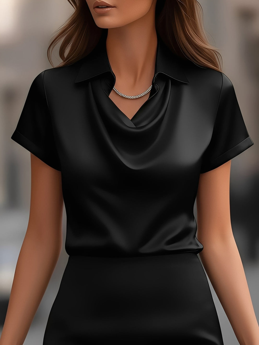 Lulu | Draped Collar Raso Camicetta