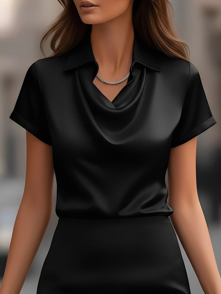 Lulu | Draped Collar Raso Camicetta