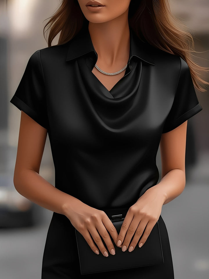 Lulu | Draped Collar Raso Camicetta