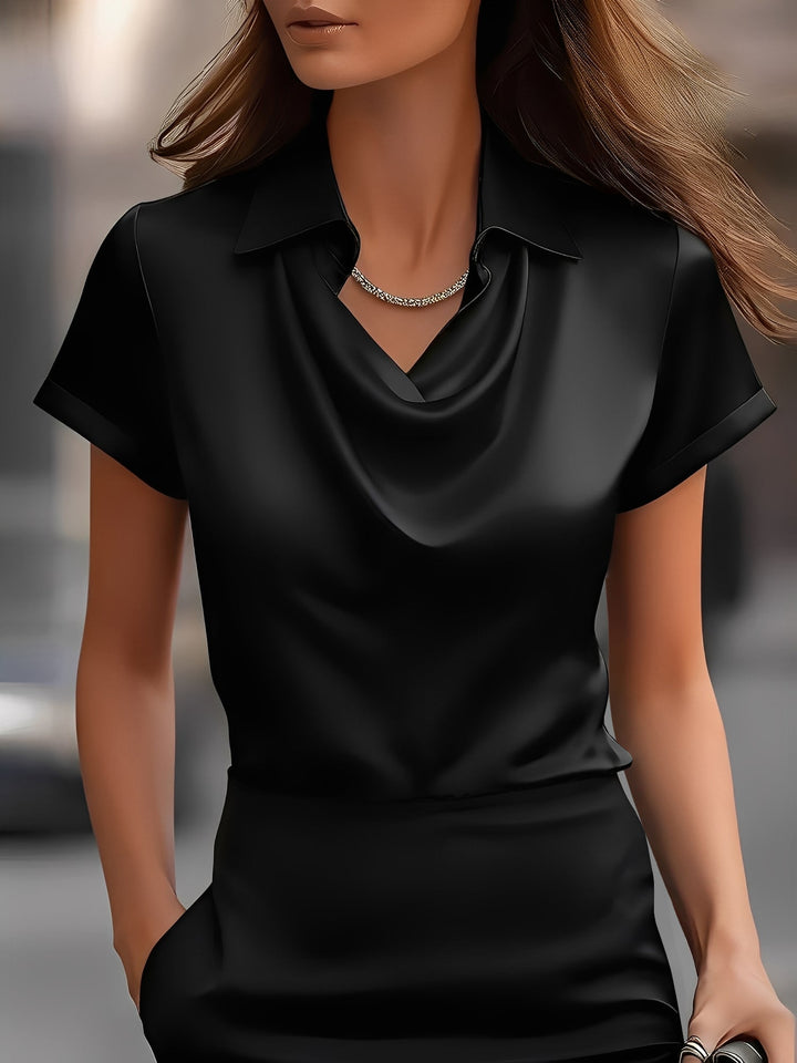 Lulu | Draped Collar Raso Camicetta