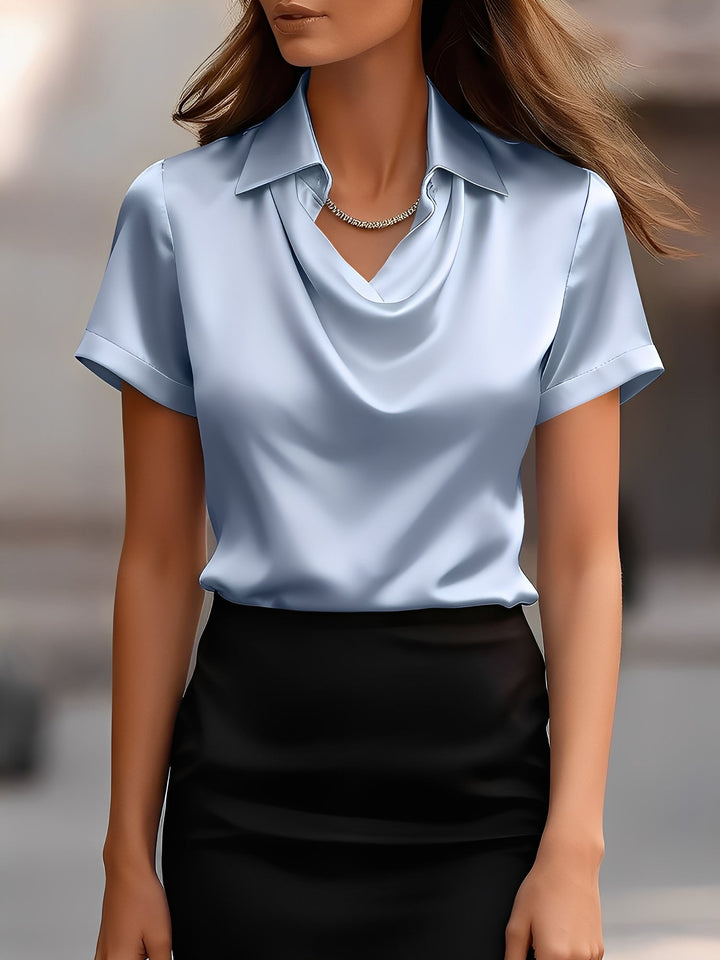 Lulu | Draped Collar Raso Camicetta