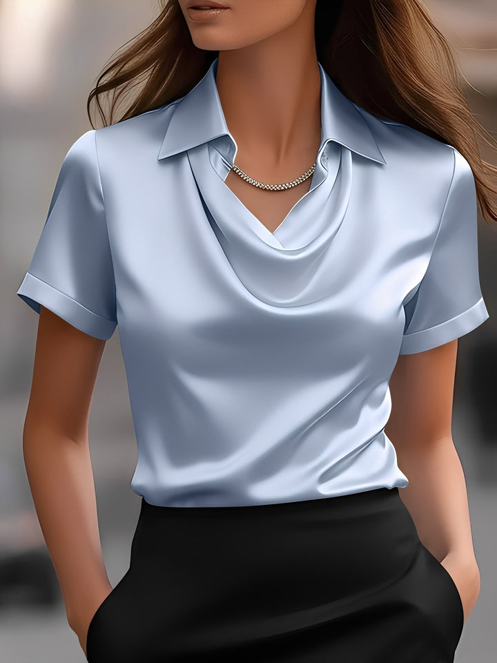 Lulu | Draped Collar Raso Camicetta