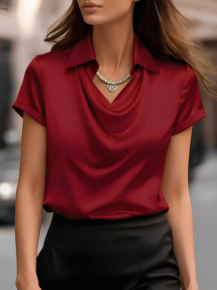 Lulu | Draped Collar Raso Camicetta