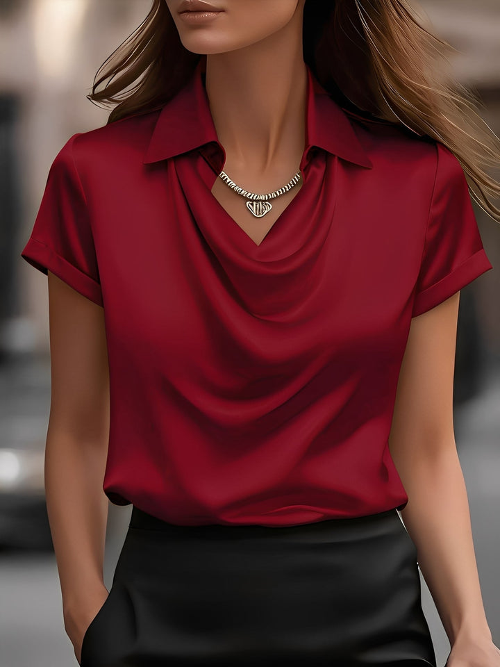 Lulu | Draped Collar Raso Camicetta